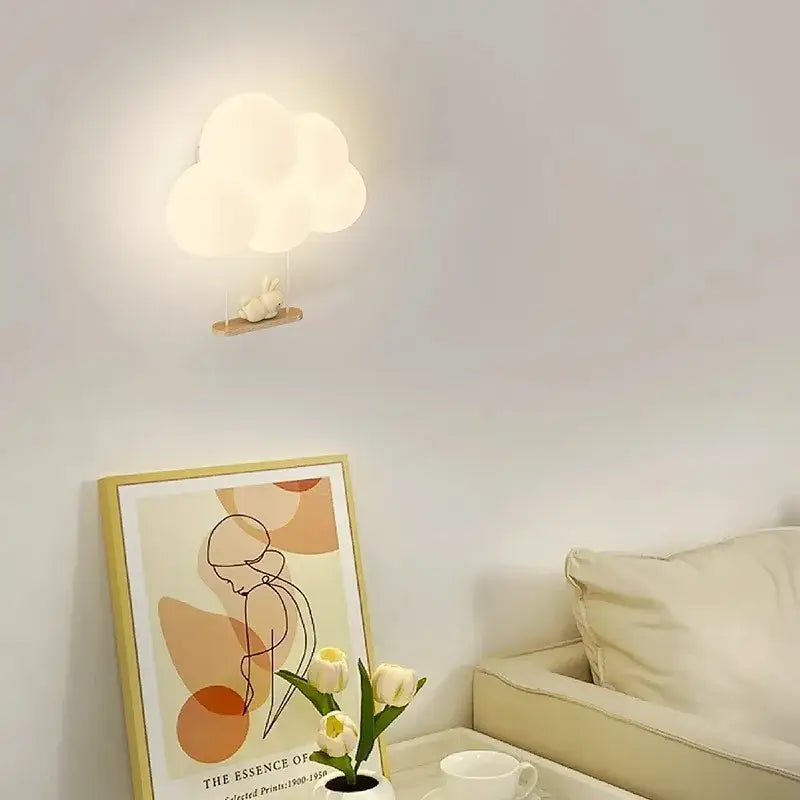 Monkey cloud cartoon wall lamp for nursery bedroom