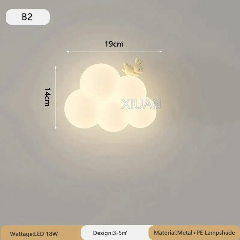 Monkey cloud cartoon wall lamp for nursery bedroom