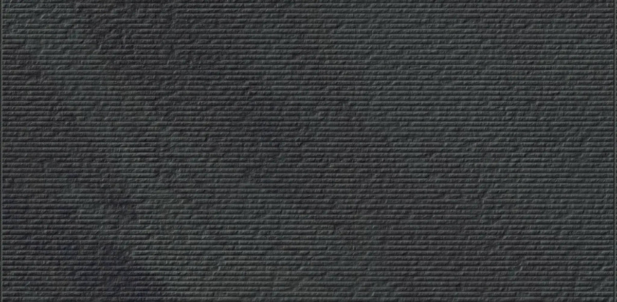 Veneer World Atelier Essence Combed Montauk Black Slate Look Porcelain Tiles 12x24