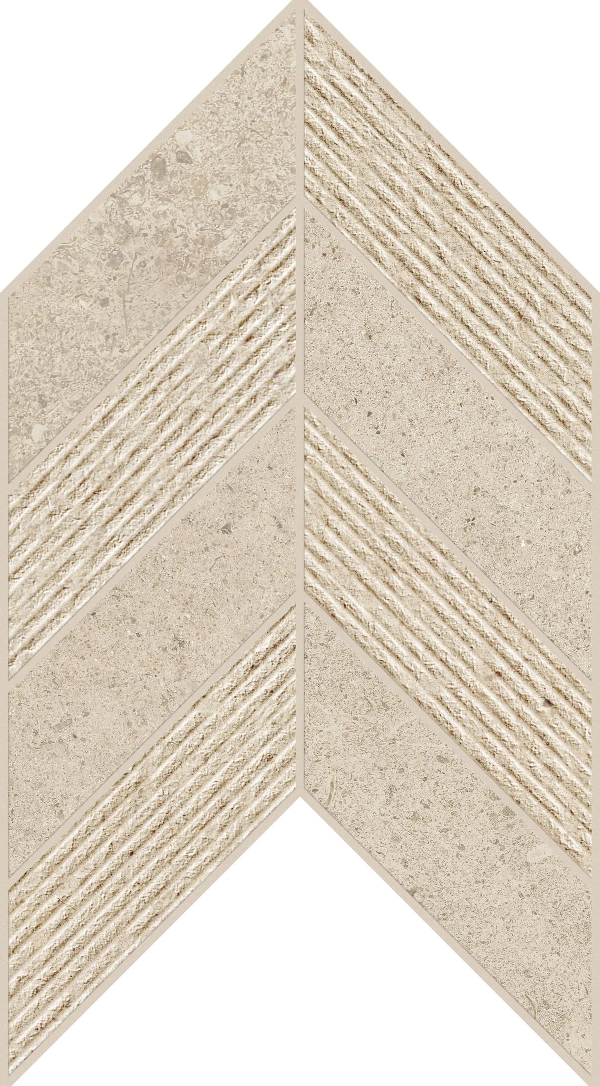 Mood Sand Mosaic Chevron 3d Limestone Look Porcelain Mosaics 7.44x10