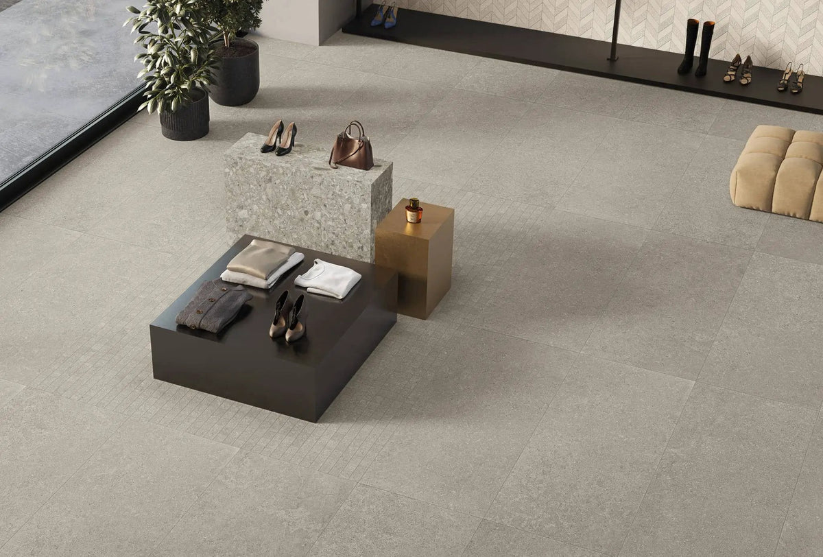 Mood Taupe Limestone Look Porcelain Tiles 24x48