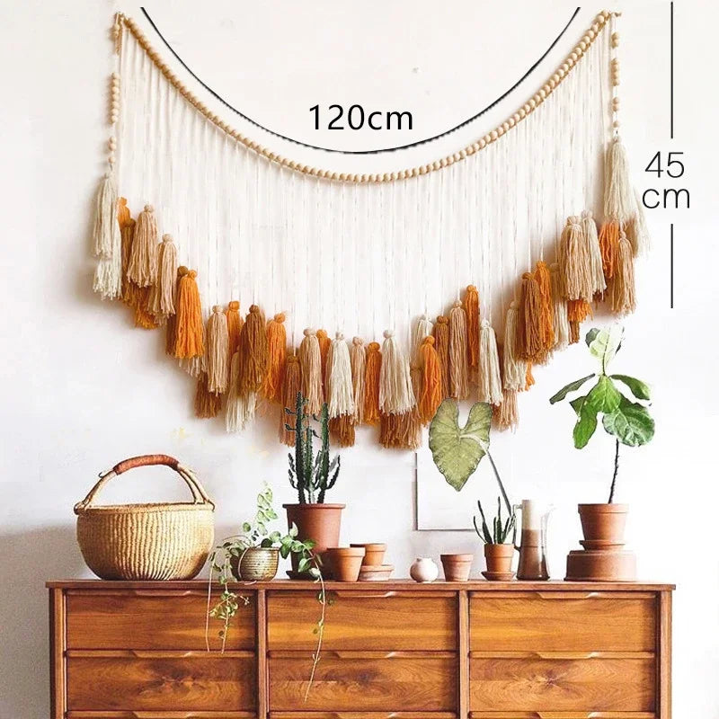 DecorBites™ Moroccan Bohemian Wall Decor Tapestry Curtain Homestay Woven Macrame Sofa Tapestry Livingroom Wall Boho Decoration Home Decor