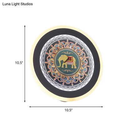 Moroccan elephant wall mural led lamp for bedroom teal and gold