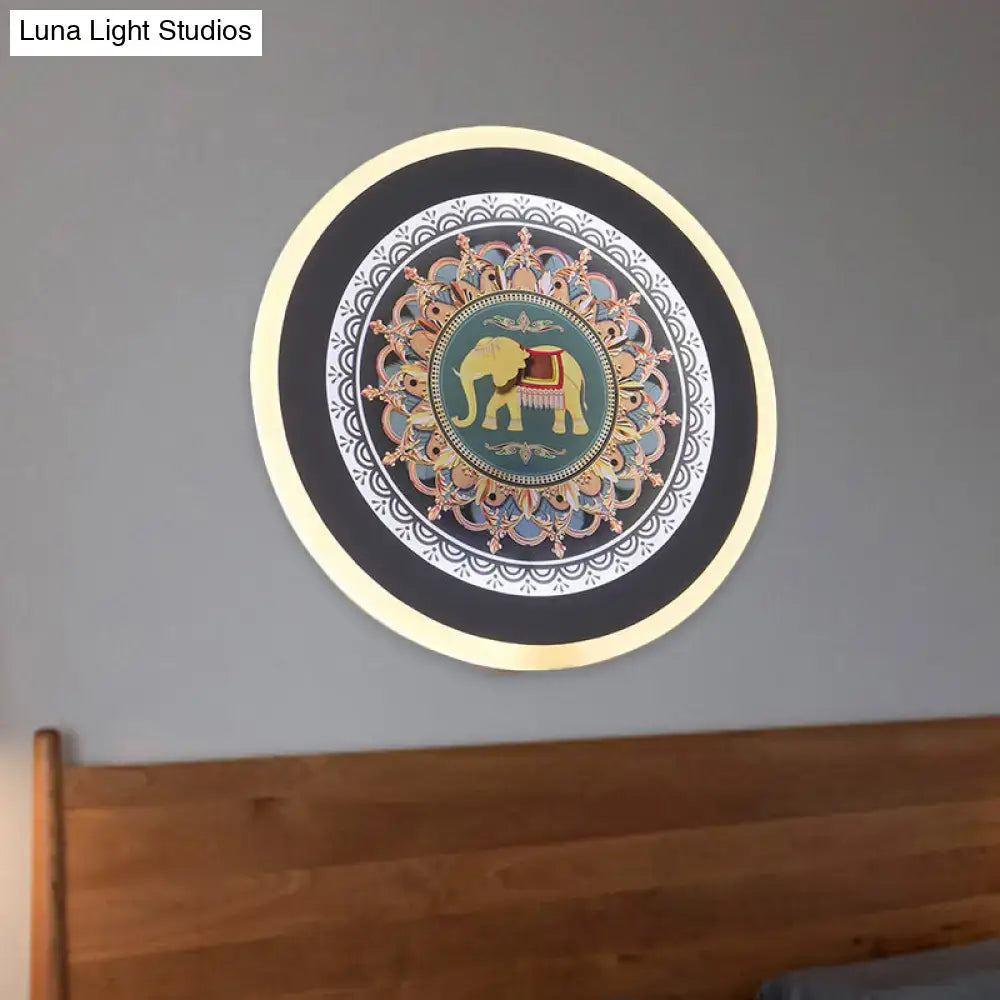 Moroccan elephant wall mural led lamp for bedroom teal and gold