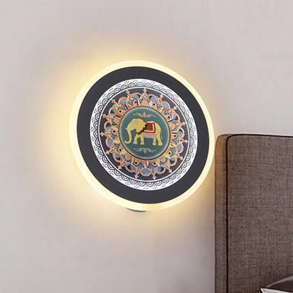 Moroccan elephant wall mural led lamp for bedroom teal and gold