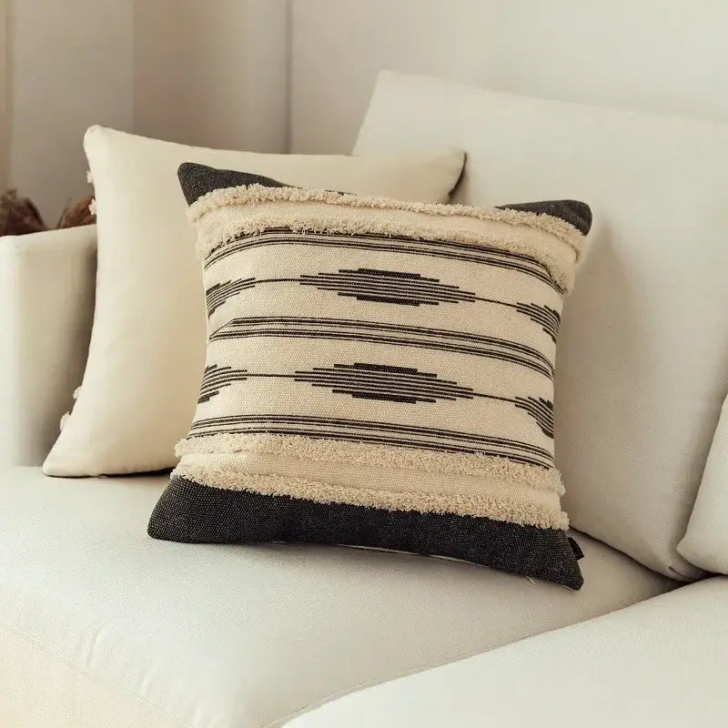 Moroccan geometric cream & mustard cushion cover set living room