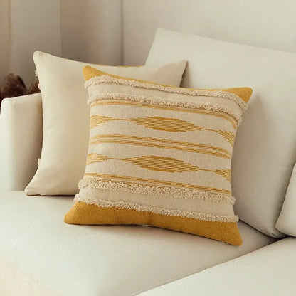 Moroccan geometric cream & mustard cushion cover set living room