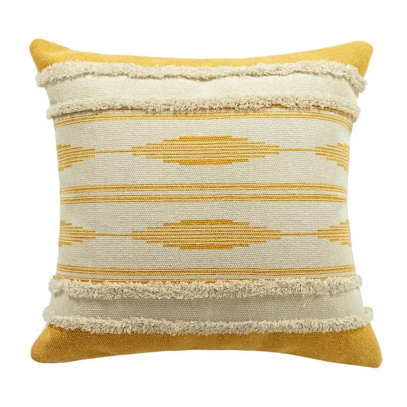 Moroccan geometric cream & mustard cushion cover set living room