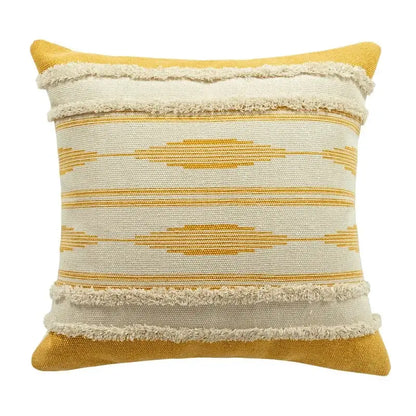 Moroccan geometric cream & mustard cushion cover set living room