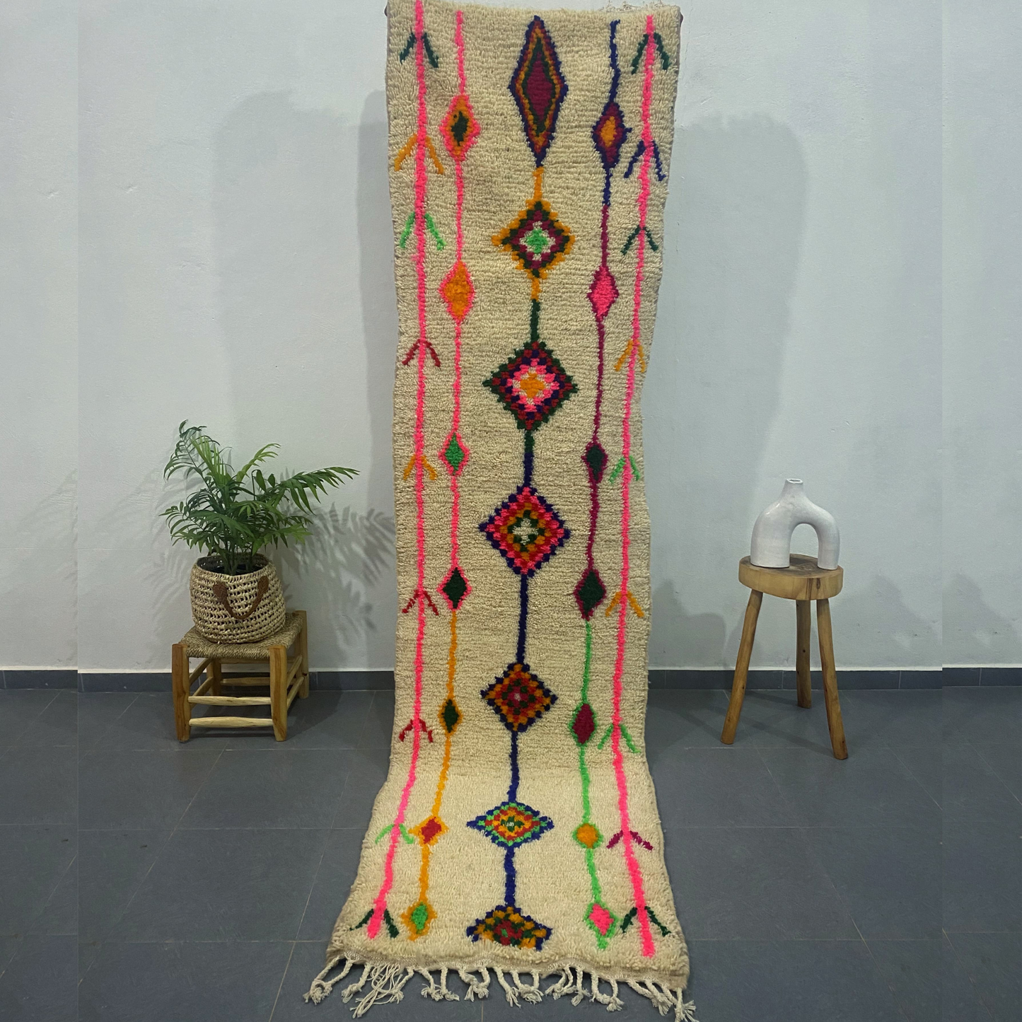 DecorBites™ Moroccan Handmade Azilal Rug 2.7m x 0.7m
