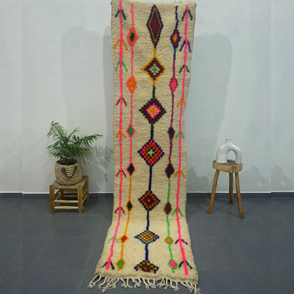 DecorBites™ Moroccan Handmade Azilal Rug 2.7m x 0.7m