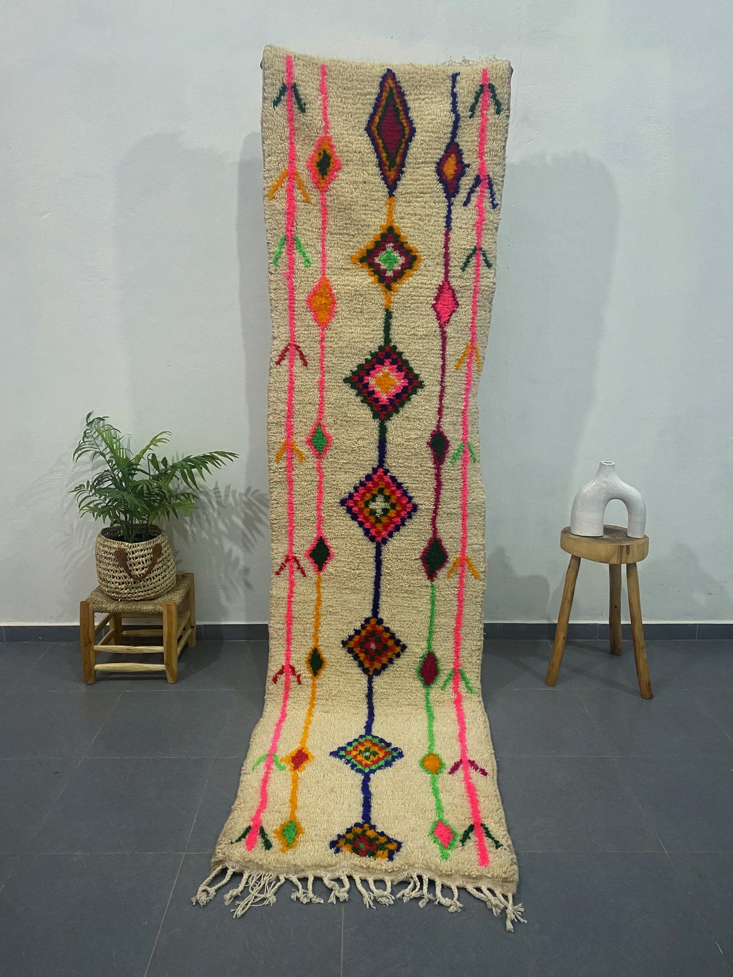 DecorBites™ Moroccan Handmade Azilal Rug 2.7m x 0.7m