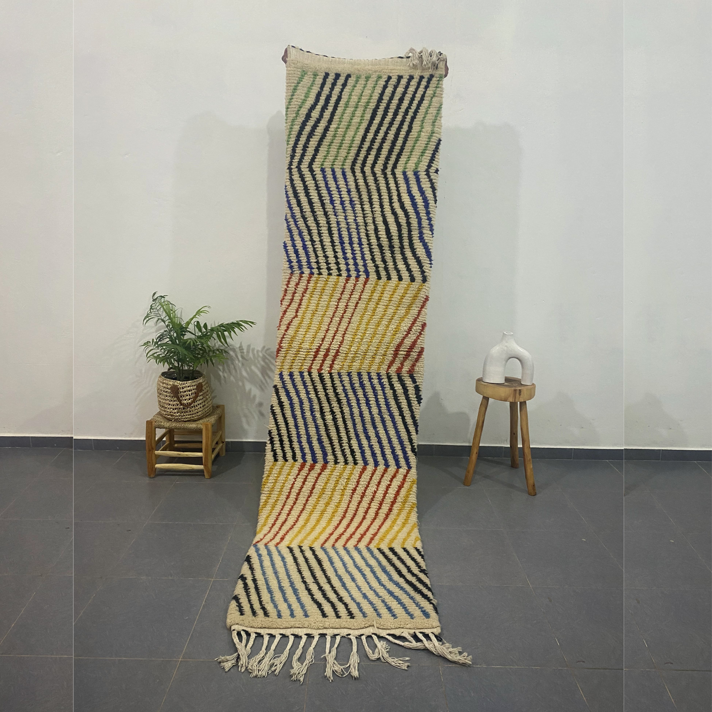 DecorBites™ Moroccan Handmade Beni Ouarain Rug 2.7m x 0.7m
