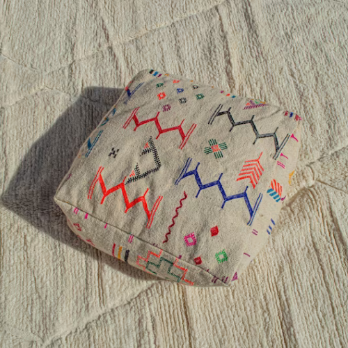 DecorBites™ Moroccan Handmade BeniOurain Pouf