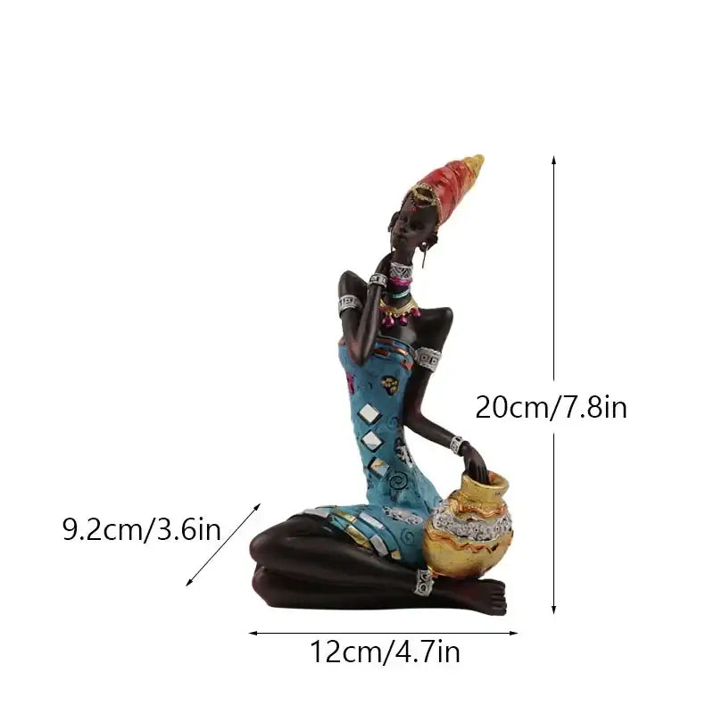 Mosaic african black women resin art figures living room decor