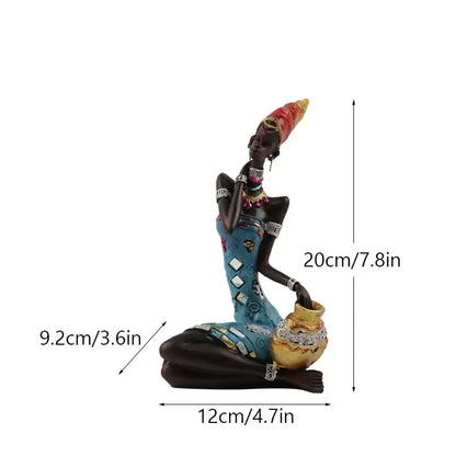 Mosaic african black women resin art figures living room decor