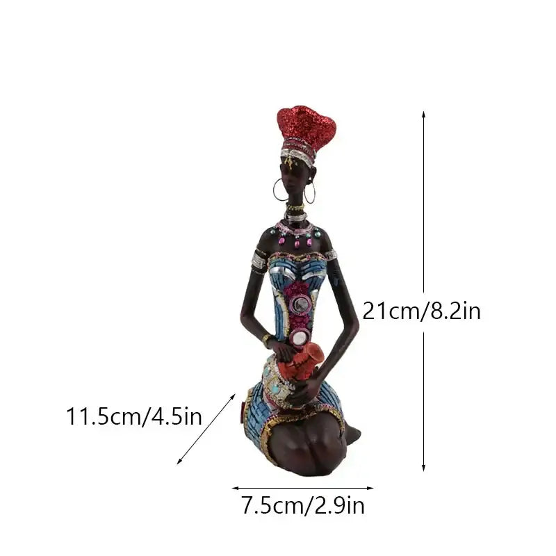 Mosaic african black women resin art figures living room decor