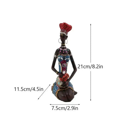 Mosaic african black women resin art figures living room decor