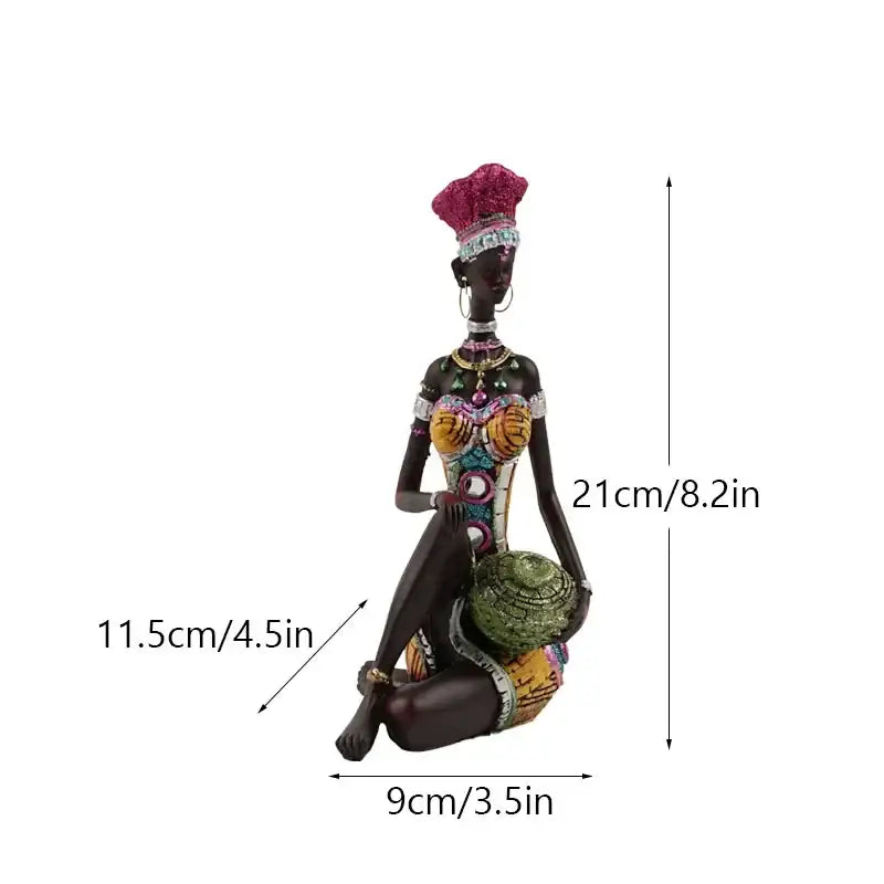 Mosaic african black women resin art figures living room decor
