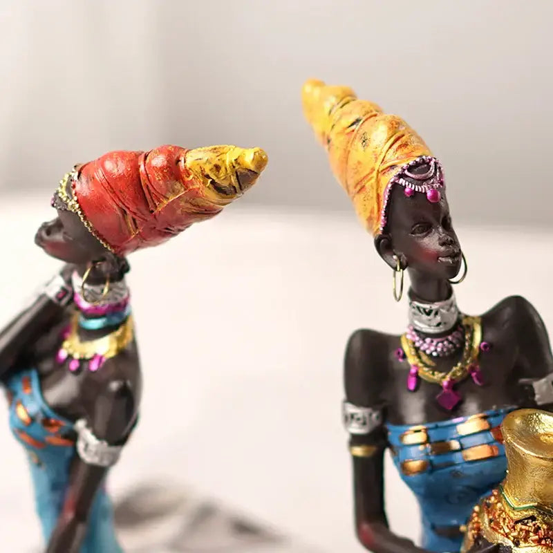Mosaic african black women resin art figures living room decor