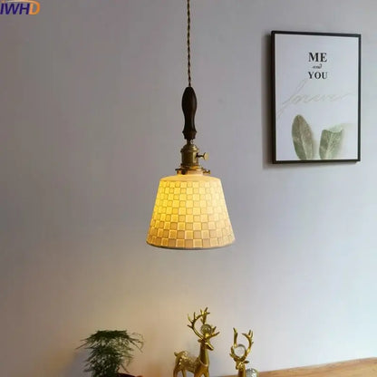 Mosaic brass and wood pendant light ceramic copper led kitchen