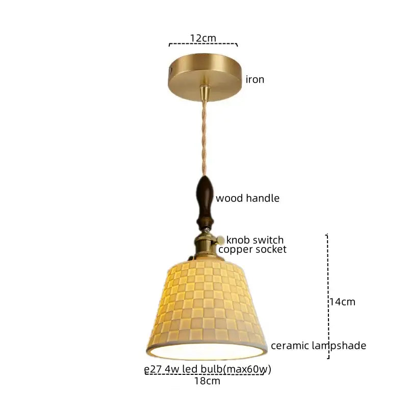 Mosaic brass and wood pendant light ceramic copper led kitchen