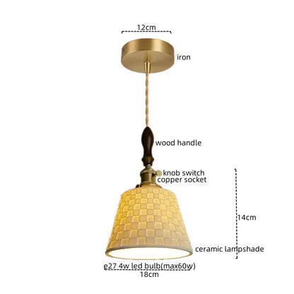 Mosaic brass and wood pendant light ceramic copper led kitchen