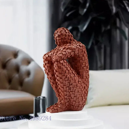 Mosaic golden man thinker abstract statues living room decor