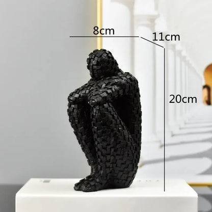 Mosaic golden man thinker abstract statues living room decor