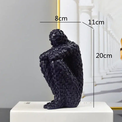 Mosaic golden man thinker abstract statues living room decor