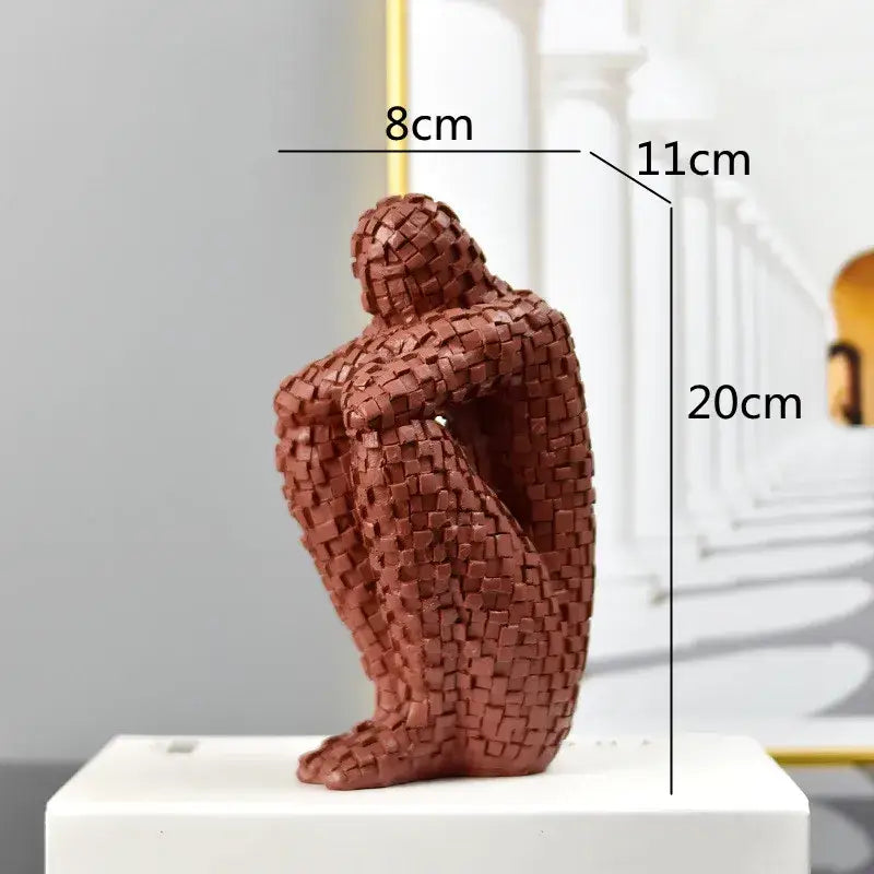 Mosaic golden man thinker abstract statues living room decor