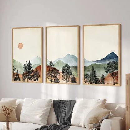 DecorBites™ Mountain Wall Art Set - Watercolor Landscape