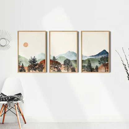 DecorBites™ Mountain Wall Art Set - Watercolor Landscape