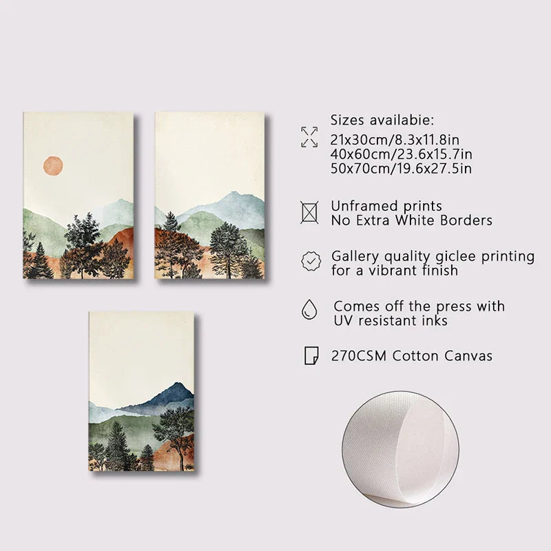 DecorBites™ Mountain Wall Art Set - Watercolor Landscape