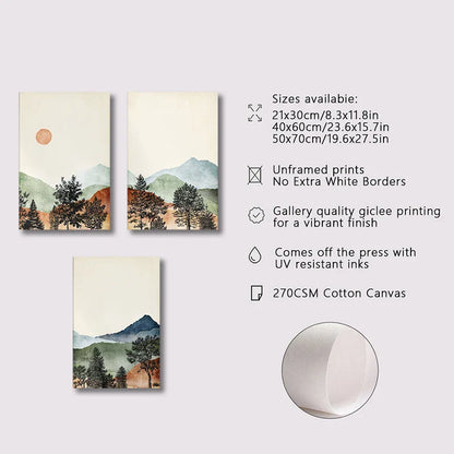 DecorBites™ Mountain Wall Art Set - Watercolor Landscape