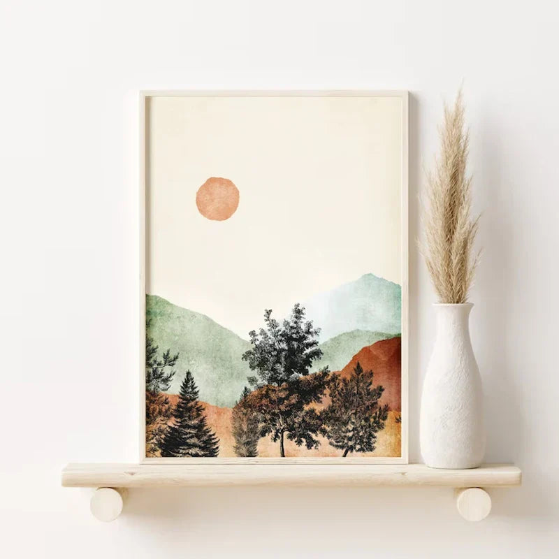 DecorBites™ Mountain Wall Art Set - Watercolor Landscape