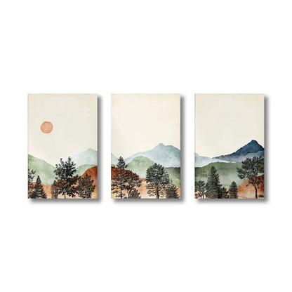 DecorBites™ Mountain Wall Art Set - Watercolor Landscape