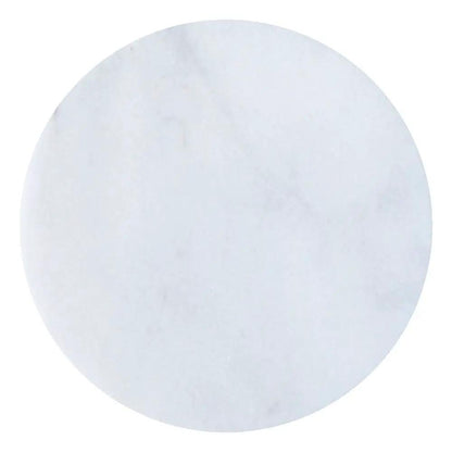 Mugla White Marble Round Side Table - Polished Black Marble Base