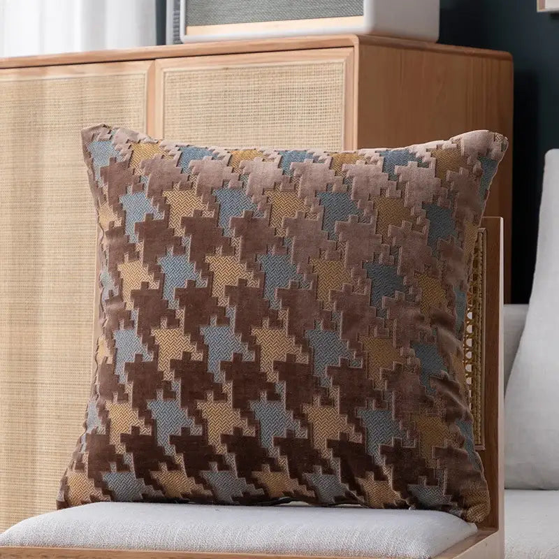Multi-color houndstooth luxury pillow cover – living room decor