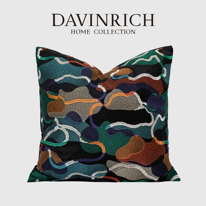 Multicolor geometric embroidery abstract cushion covers living room