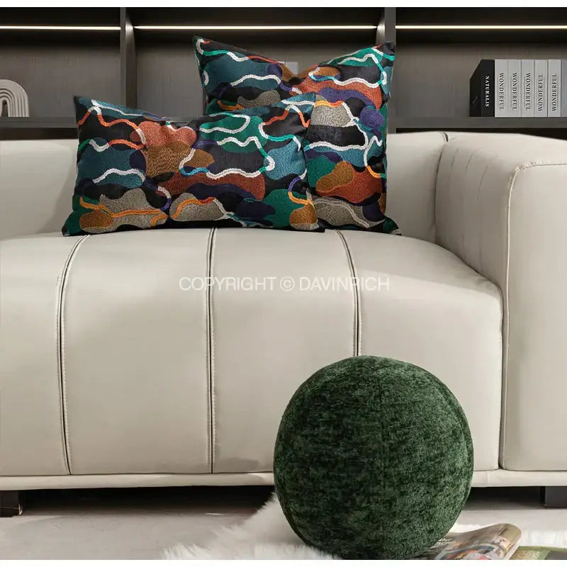 Multicolor geometric embroidery abstract cushion covers living room
