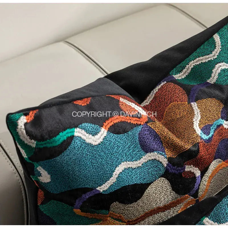 Multicolor geometric embroidery abstract cushion covers living room