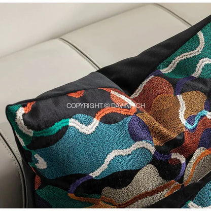 Multicolor geometric embroidery abstract cushion covers living room