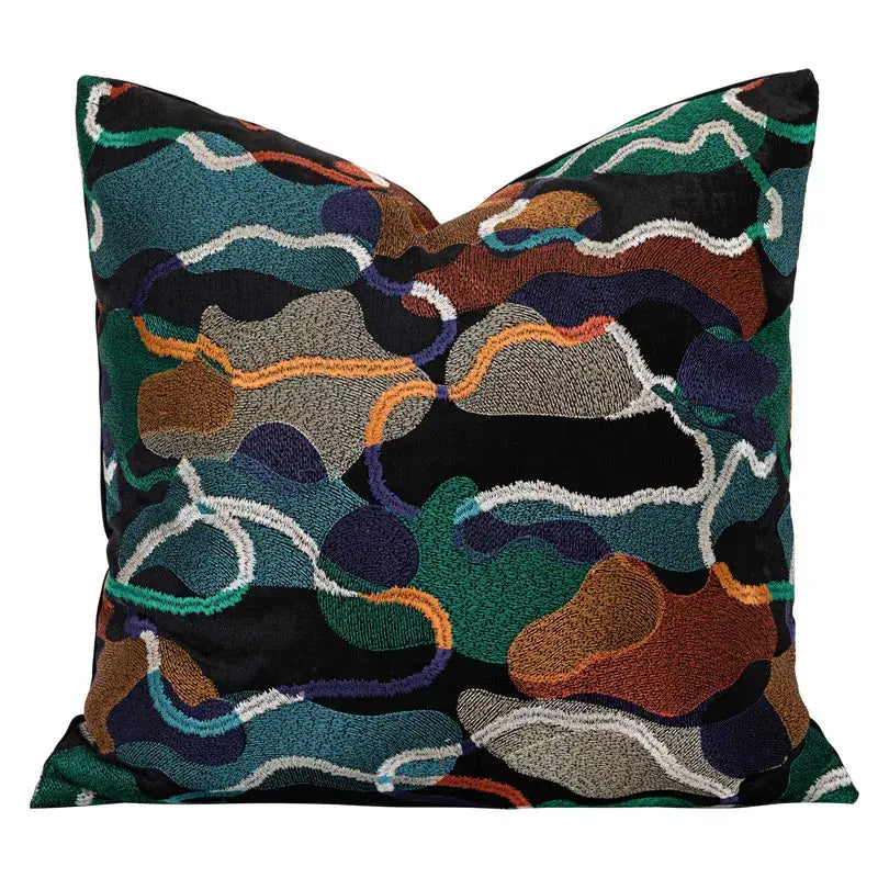 Multicolor geometric embroidery abstract cushion covers living room