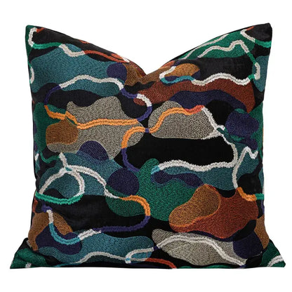 Multicolor geometric embroidery abstract cushion covers living room