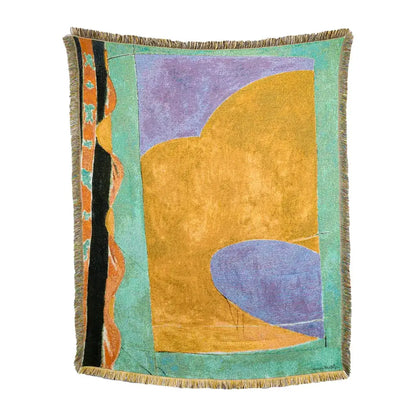 Multicolor patchwork striped jacquard tapestry blanket living room throw