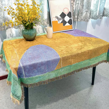 Multicolor patchwork striped jacquard tapestry blanket living room throw