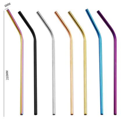 Multicolor stainless steel reusable straws kitchen dining set