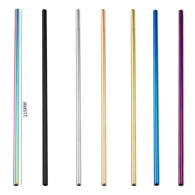 Multicolor stainless steel reusable straws kitchen dining set