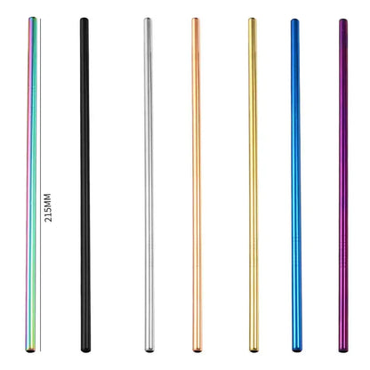 Multicolor stainless steel reusable straws kitchen dining set